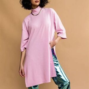 Dressed in LaLa Icon Mock Neck Top Size Small Pink